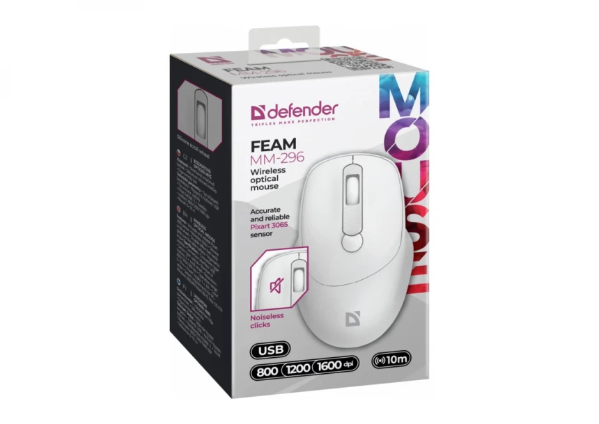 Bežični miš Defender Feam MM-296 beli