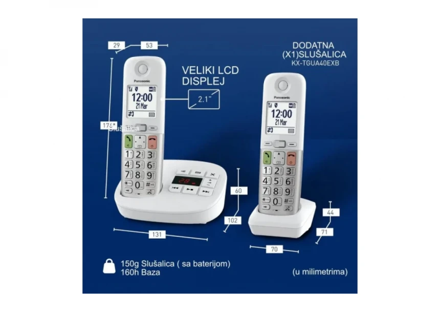 Bežični telefon Panasonic KX-TGU432EXW duo sa sekretaricom