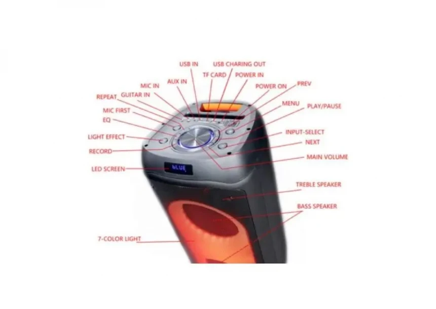 Bluetooth Karaoke zvučnik Microlab PT802W 200W TWS,Aux,USB, microSD, Mic2