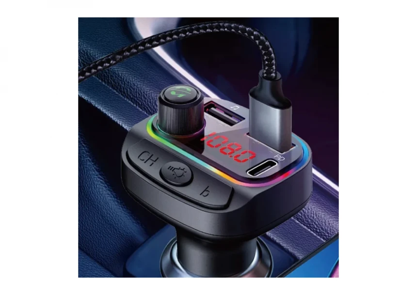 FM Transmiter i punjač Kettz Paya Bluetooth/2xUSB QC3.1/Type-C/LED