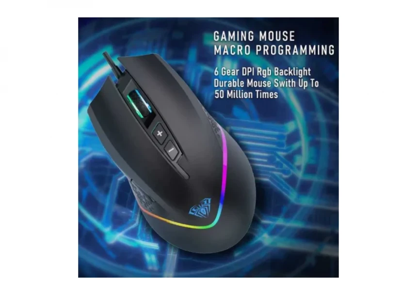 Gaming miš AULA F805 6400DPI/7D/RGB/Crni
