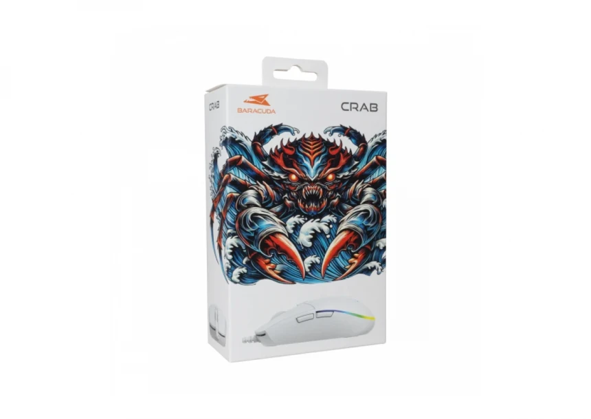 Miš Baracuda CRAB 3600DPI/6D/Optički/RGB/Bela