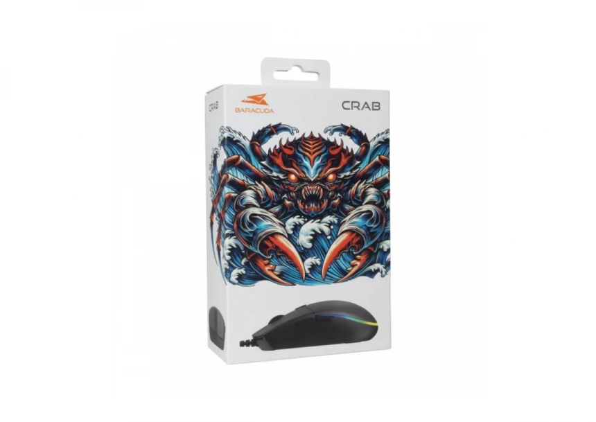 Miš Baracuda CRAB 3600DPI/6D/Optički/RGB/Crna