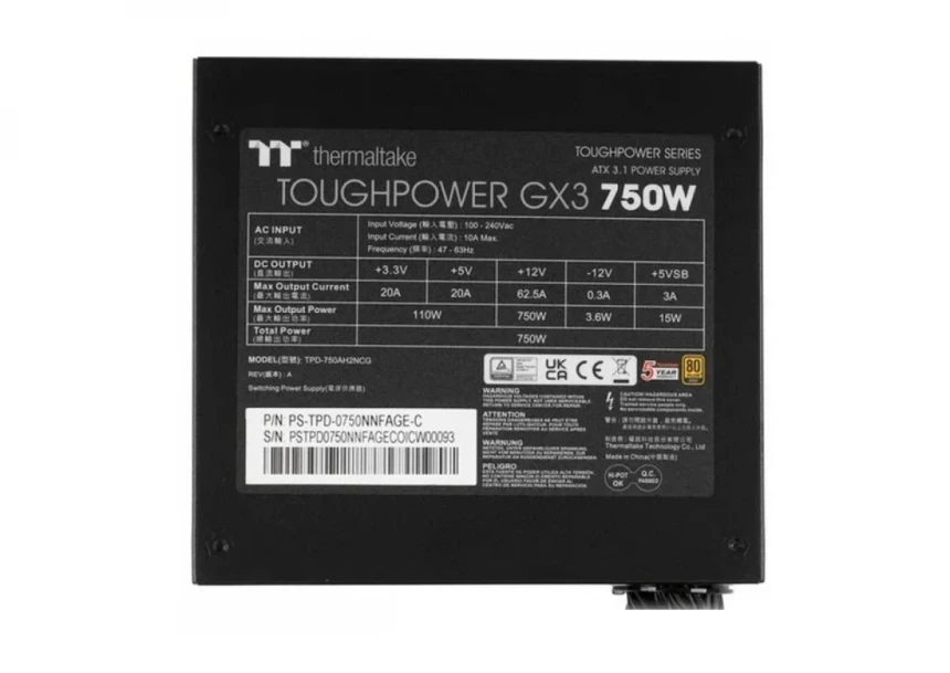 Napajanje 750W ThermalTake Toughpower GX3 Gold