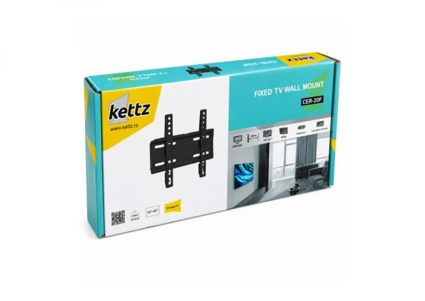 Nosač za TV Kettz CER-20F 13-43/vesa max 200x200/45kg/fiksni