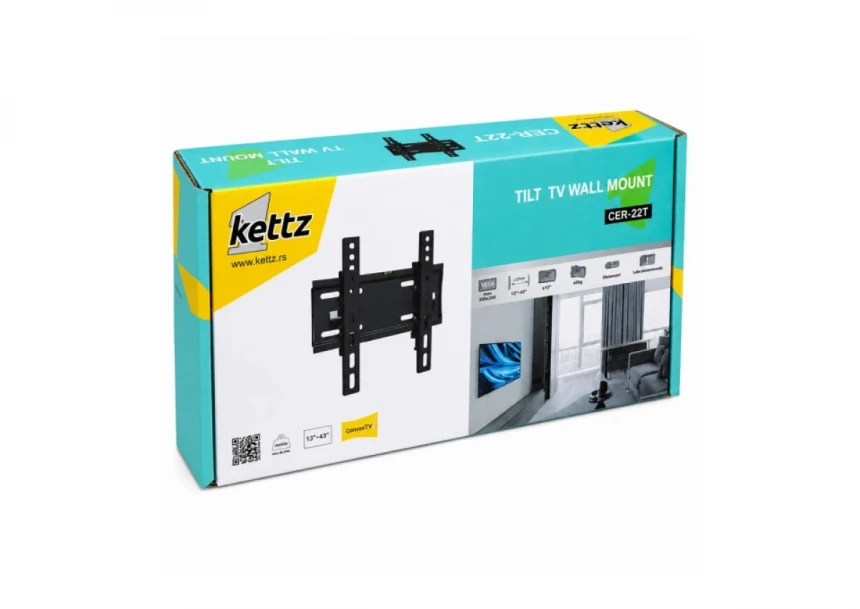 Nosač za TV Kettz CER-22T 13-43/vesa max 200x200/45kg/podesivi