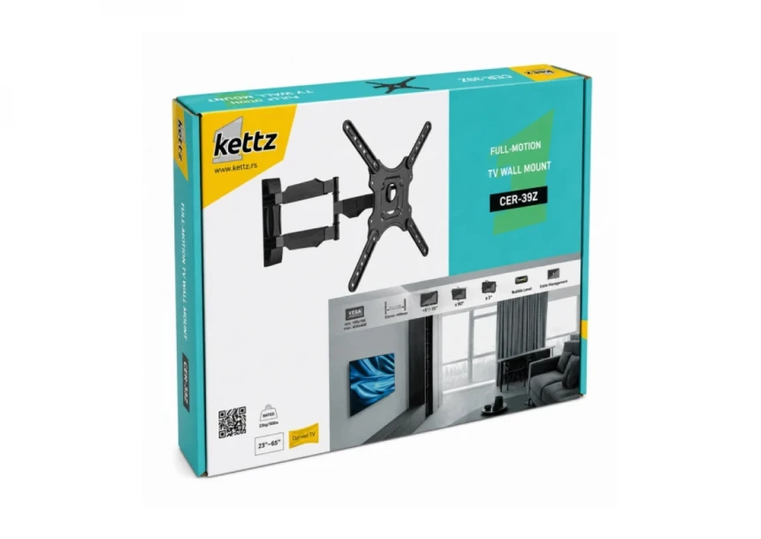 Nosač za TV Kettz CER-39Z 23-65/vesa max 400x400/35kg/zglobni