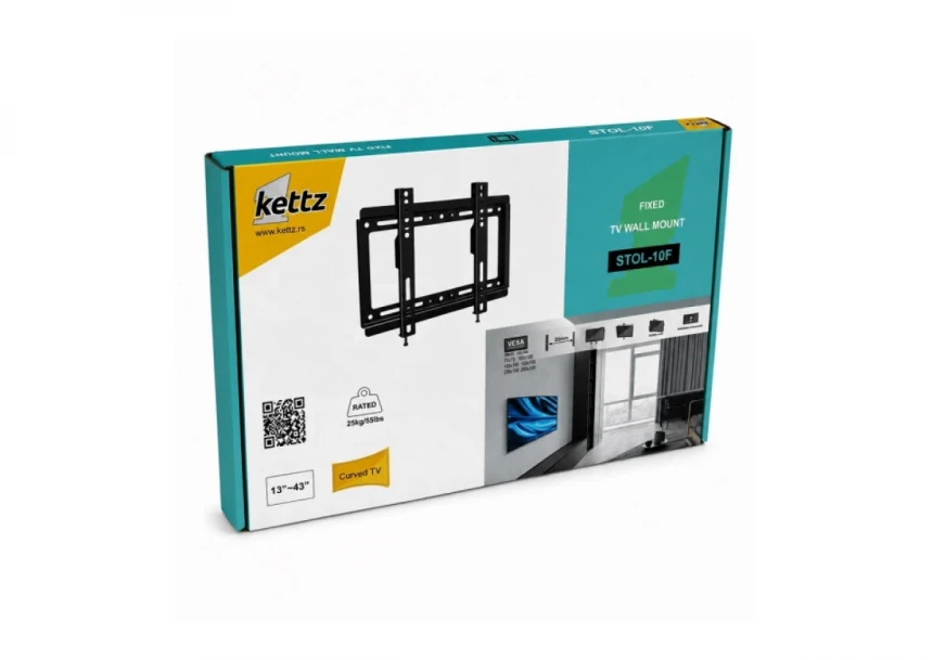 Nosač za TV Kettz STOL-10F 13-43/vesa max 200x200/25kg/fiksni