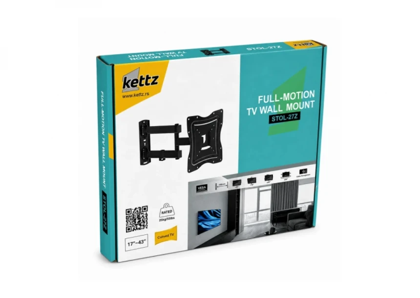 Nosač za TV Kettz STOL-27Z 17-43/vesa max 200x200/25kg/zglobni