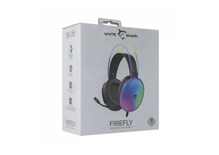 Slušalice sa mikrofonom White Shark FIREFLY 50mm/Multiplatform/RGB/Crna