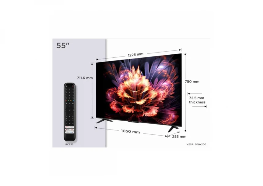 SMART LED TV 55 TCL 55V6C 3840x2160/4K/UHD/DVB-T2/C/S2/Google TV