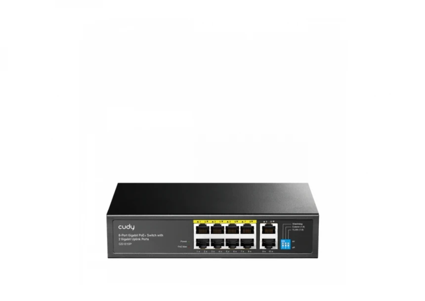 Svič 10/100/1000 10-port Cudy GS1010P/ 8 PoE+ sa 2 Giga...