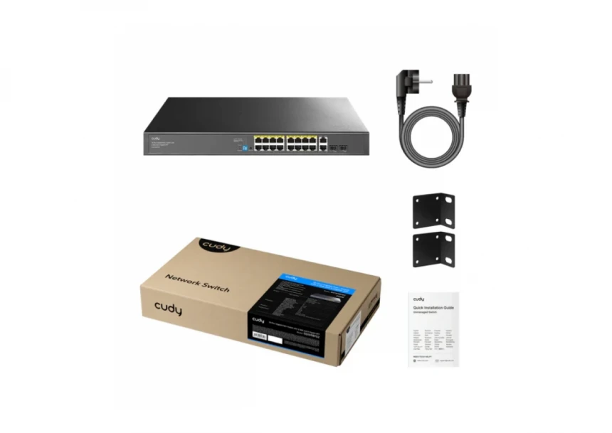 Svič 10/100/1000 16-port Cudy GS1018PS2/16 PoE+/2x Uplink/2x SFP/200W