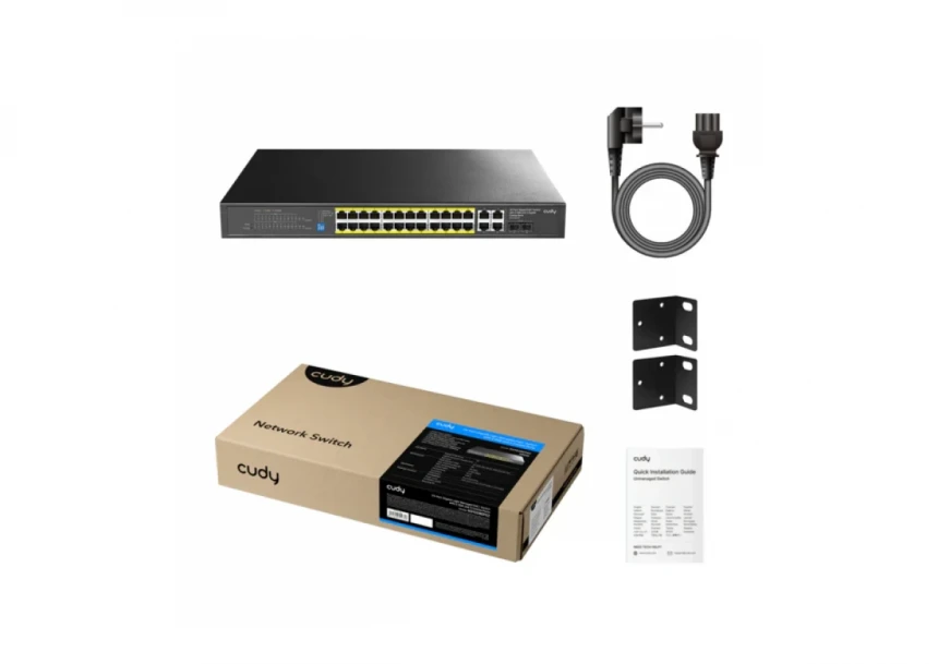 Svič 10/100/1000 24-port Cudy GS1028EPS2 Light Managed PoE+ sa 2x SFP 200W