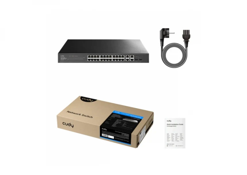 Svič 10/100/1000 26-port Cudy GS1028ES2 Light Managed PoE+ sa 2x combo porta