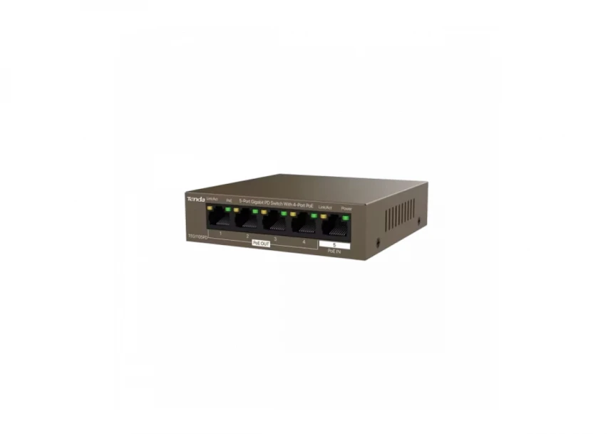 Svič 10/100/1000 5-Port PSE i PD Tenda TEG1105PD/4-Port PoE OUT/1-Port PoE IN