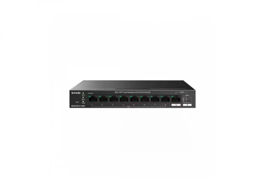 Svič 10/100/1000 9-port + 1SFP Tenda TEG2210P-8-120W/8-...